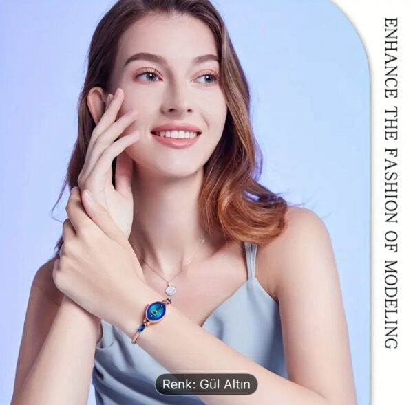 Mokago Kadın Şık Mavi Kuvars Saat QB71176 - Görsel 5
