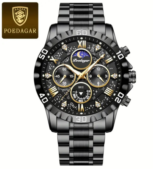 POEDAGAR LV127936 Black Gold Erkek Kol Saati - Görsel 2