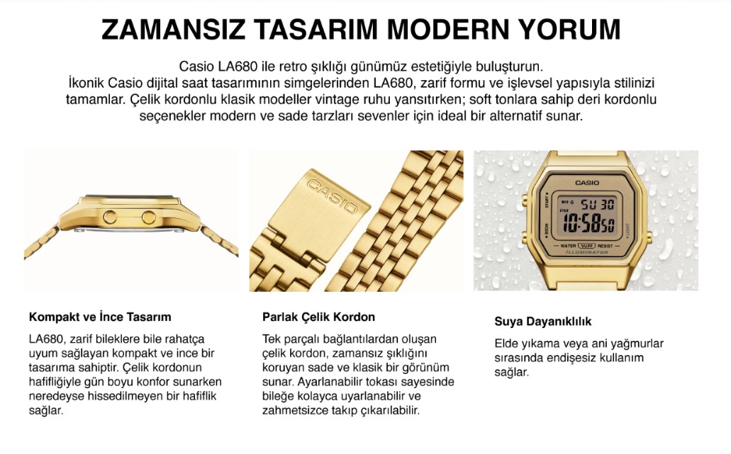 Casio LA680WGA-1DF Kadın Kol Saati - Görsel 7