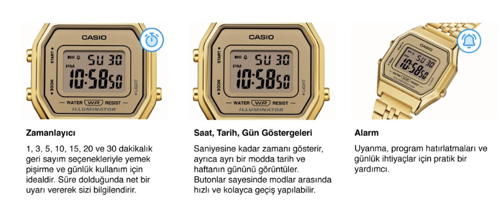 Casio LA680WGA-1DF Kadın Kol Saati - Görsel 6