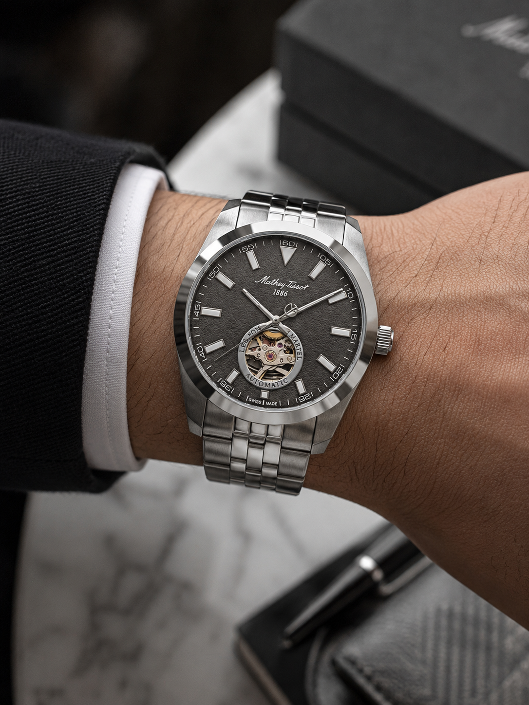 Mathey-Tissot EF1450ATAS Otomatik Erkek Kol Saati – Open Heart | İsviçre Üretimi - Görsel 3