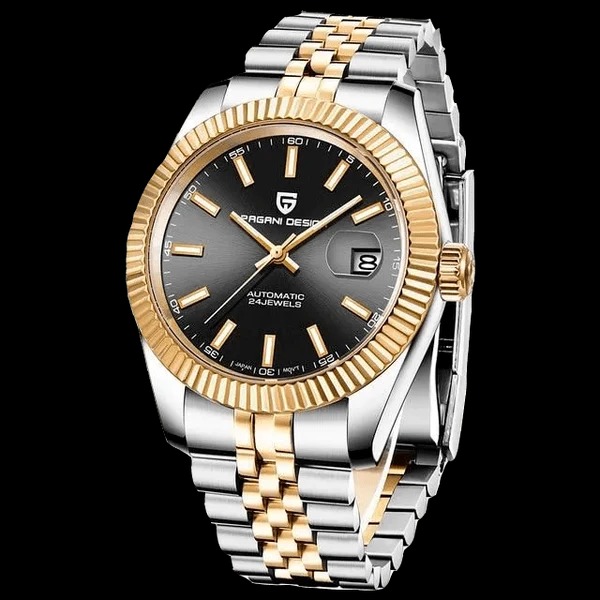 PAGANI DESIGN PD-1645 Datejust Otomatik Erkek Kol Saati – Siyah Gold - Görsel 4