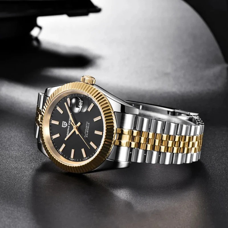 PAGANI DESIGN PD-1645 Datejust Otomatik Erkek Kol Saati – Siyah Gold - Görsel 2