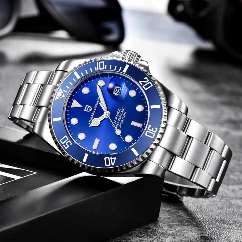 Pagani Design PD-1639-5 Submariner Otomatik Erkek Kol Saati - Blue And Blue - Görsel 2