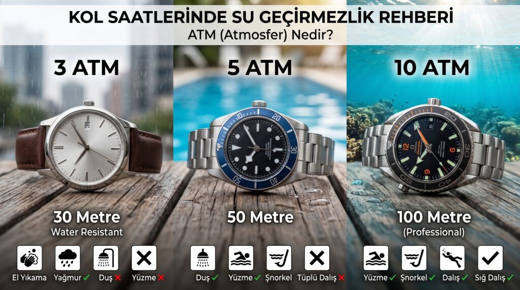 3 ATM, 5 ATM, 10 ATM Ne Demek? Kol Saatlerinde Su Geçirmezlik Rehberi