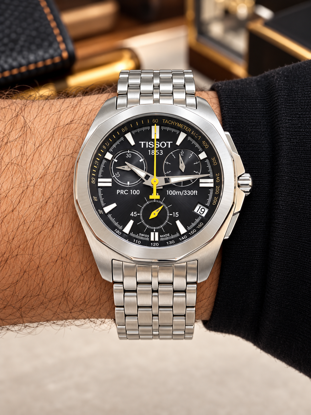 Tissot PRC 100 Chronograph Swiss Made Safir Cam Erkek Kol Saati – İkinci El - Görsel 3