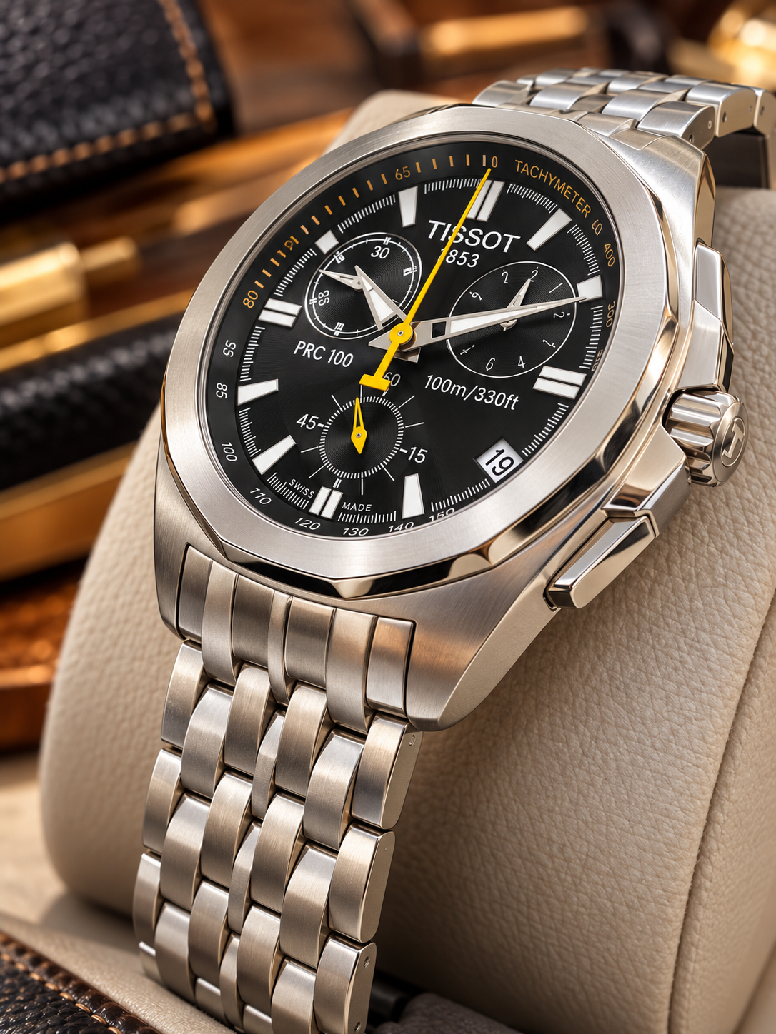 Tissot PRC 100 Chronograph Swiss Made Safir Cam Erkek Kol Saati – İkinci El - Görsel 5